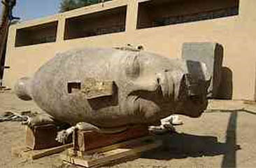 The newly discovered head of Amenhotep III. Parts of the body have been found and the hope is that the complete statue can be reconstructed.