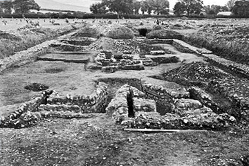 A view of the excavations at Yewden Villa in 1912. The site is now under a wheat field.
