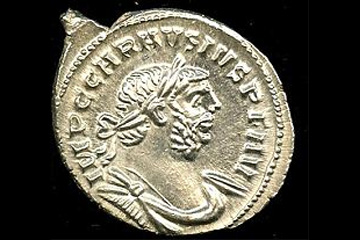 A silver coin minted by the usurper Carausius.