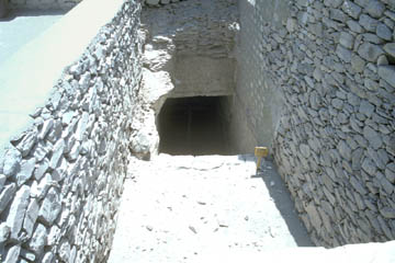 The entrance to KV55, which is not open to visitors. Inside is a single small room badly affected by flooding and therefore dangerous.