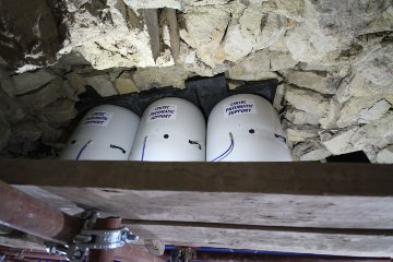 Cramped space inside the tomb chamber