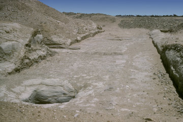 Shafts behind the Lahun pyramid.