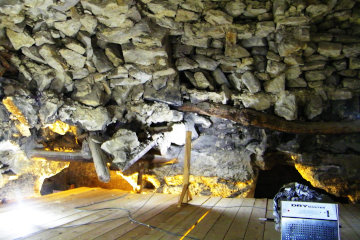 Decayed beams which held the ceiling in place