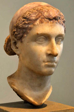 The 'Berlin Cleopatra' possibly made when she visited Rome. The nose is restored.