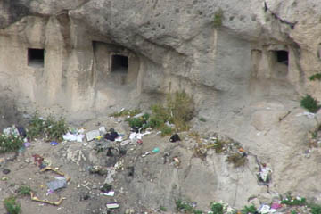Several tombs in the hillside of Silwan. They could have been covered by a lid like the one opposite.