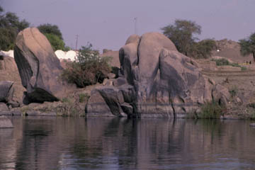 Elephant-like rocks by the riverside.