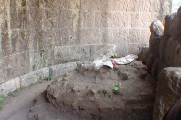 Flowers left on the spot where Julius Caesar was assassinated.