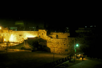 The disputed ramp can be clearly seen in this night-time shot of the Haram.